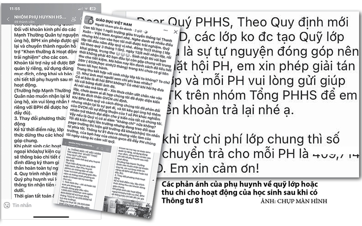 Lúng túng việc thu chi khi không còn quỹ phụ huynh