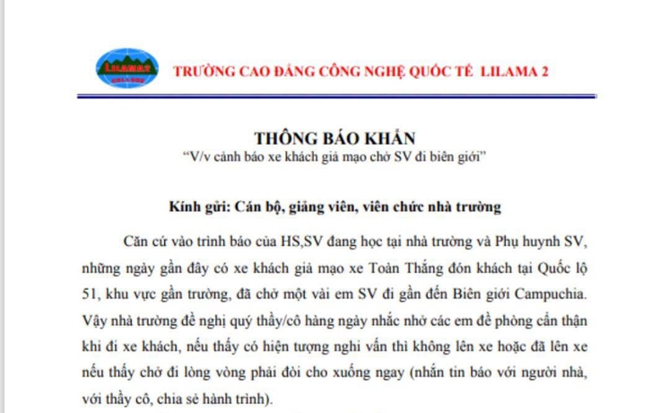 Thực hư vụ sinh viên đón xe đi Vũng Tàu, phát hiện đang ở biên giới Campuchia