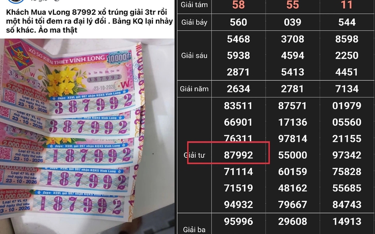 Kết quả xổ số Vĩnh Long ngày 23.10 bị nhầm giải 3 triệu đồng, vì sao?