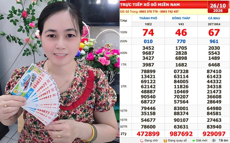 Xổ số miền Nam ngày 26 tháng 10: Tin vui cho khách mua dãy 454677 đài TP.HCM