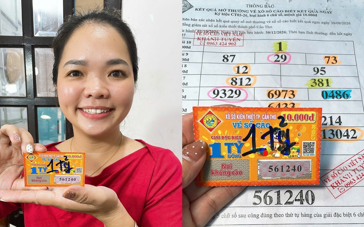 Cào 100 vé, người phụ nữ trúng độc đắc 1 tỉ đồng xổ số cào Cần Thơ