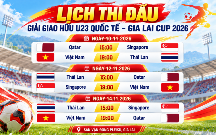 Lịch thi đấu cụ thể Gia Lai Cup, các kênh phát: U.23 Việt Nam gặp U.23 Thái Lan, U.23 Qatar giờ đẹp Lịch thi đấu cụ thể Gia Lai Cup, các kênh phát: U.23 Việt Nam gặp U.23 Thái Lan, U.23 Qatar giờ đẹp