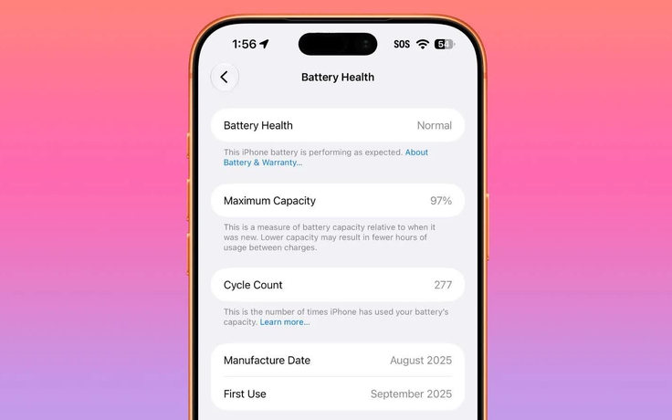 Sạc iPhone 17 Pro Max đến 80% thay vì đầy, pin sau một năm thế nào?