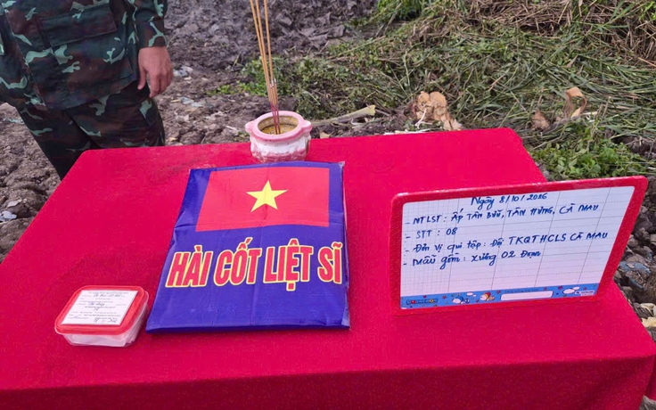 Cà Mau tìm thấy thêm hài cốt liệt sĩ tại nghĩa trang tạm