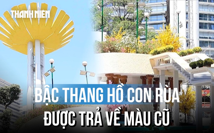 Bậc thang Hồ Con Rùa được trả về màu cũ