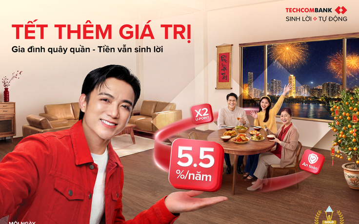 Tiền không thể ngủ yên dịp Tết - Techcombank Sinh Lời Tự Động tối ưu tới 5.5%/năm