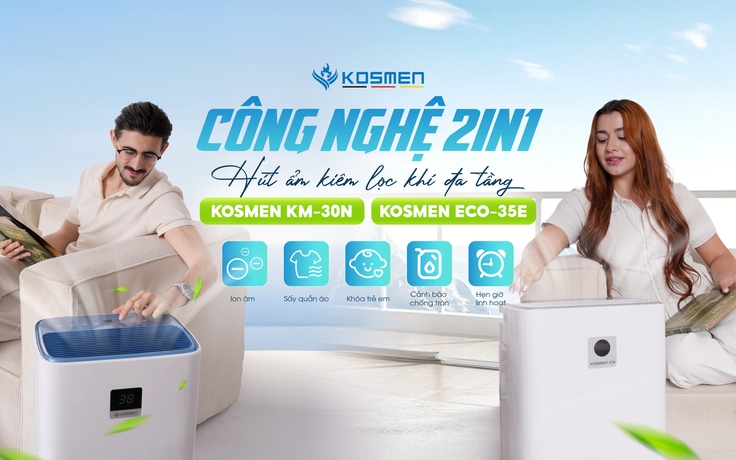 Kosmen - Máy hút ẩm 2in1 cho mùa nồm khô thoáng, bảo vệ sức khỏe 
