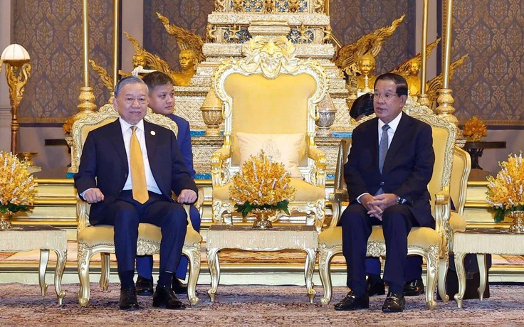 Tổng Bí thư Tô Lâm hội kiến Samdech Techo Hun Sen