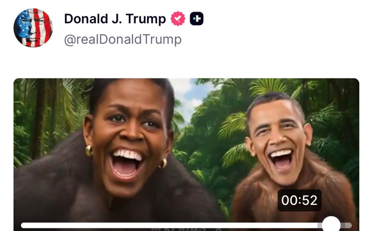 Đảng Cộng hòa chỉ trích ông Trump đăng clip mô tả vợ chồng ông Obama là khỉ
