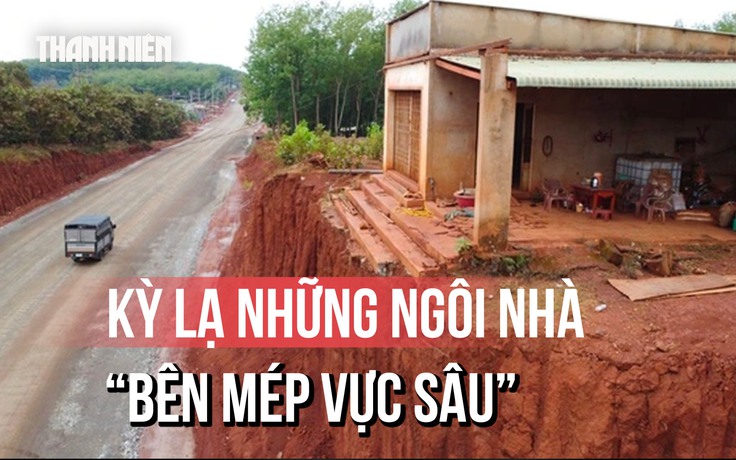 Hạ cốt nền đường ở Đồng Nai, nhiều nhà dân chênh vênh bên mép vực sâu