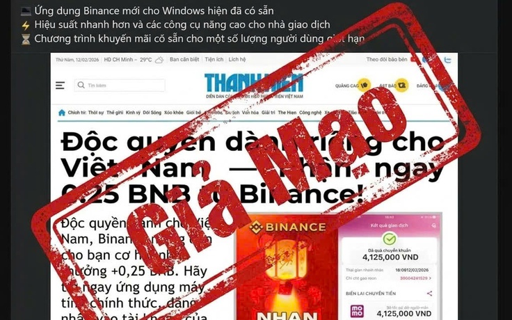 Cảnh báo tài khoản Facebook mạo danh Báo Thanh Niên để quảng bá tiền ảo