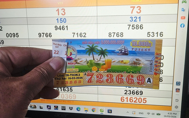 Xổ số miền Nam ngày 16 tháng 3: Đại lý chờ khách trúng 546 triệu đài Cà Mau
