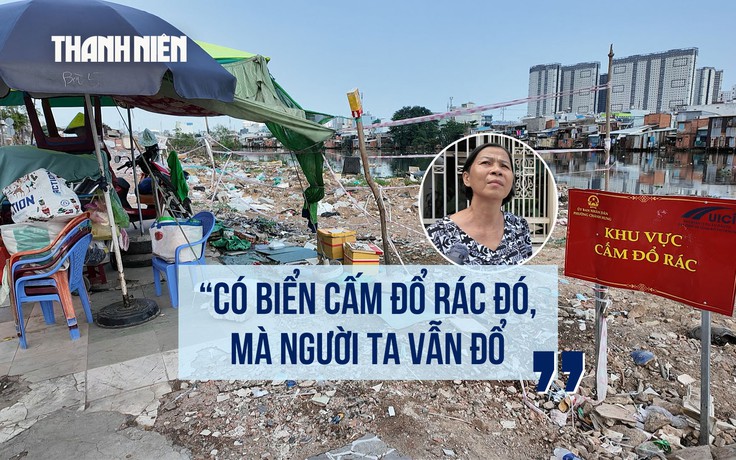 Bờ bắc kênh Đôi ngập rác sau giải tỏa, người dân ngán ngẩm 'có biển cấm, người ta vẫn đổ'