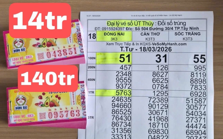 Xổ số miền Nam ngày 18 tháng 3: Cọc vé trúng số đài Đồng Nai xuất hiện
