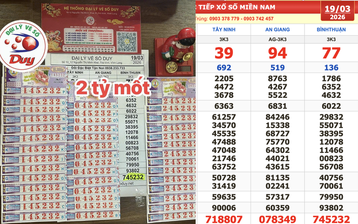 Xổ số miền Nam ngày 19 tháng 3: Ba người vừa trúng 2,1 tỉ đài Bình Thuận