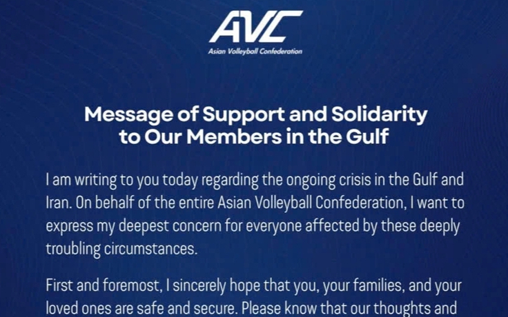 Chủ tịch AVC gửi thư chia buồn sau vụ 20 nữ VĐV bóng chuyền Iran thiệt mạng vì không kích