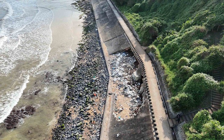 Kè chắn sóng sạt lở ngay sát địa đạo Vịnh Mốc