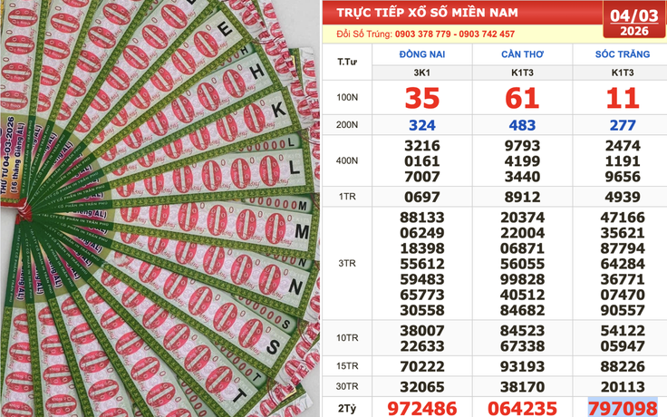 Xổ số miền Nam ngày 4 tháng 3: Truy tìm vé 111111 trúng đài Sóc Trăng