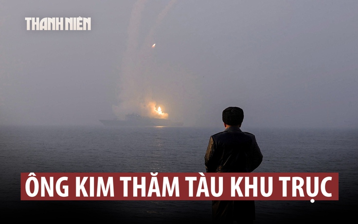 Ông Kim Jong-un lên tàu khu trục, xem phóng tên lửa chiến lược