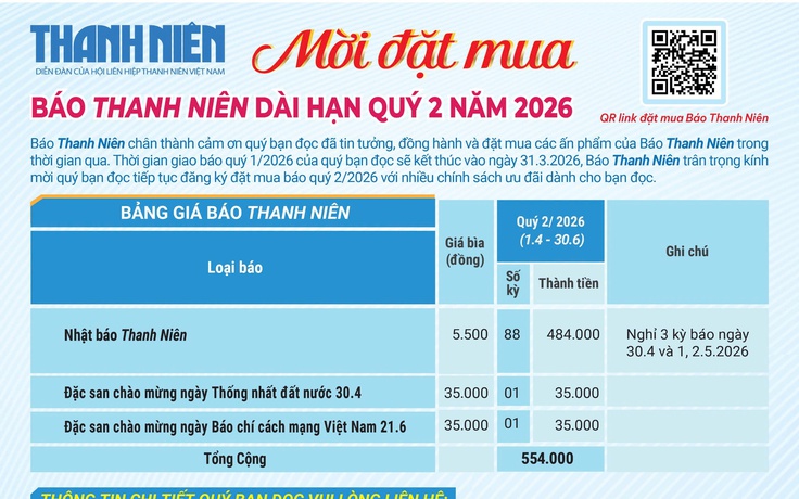 Mời đặt mua Báo Thanh Niên dài hạn quý 2 năm 2026