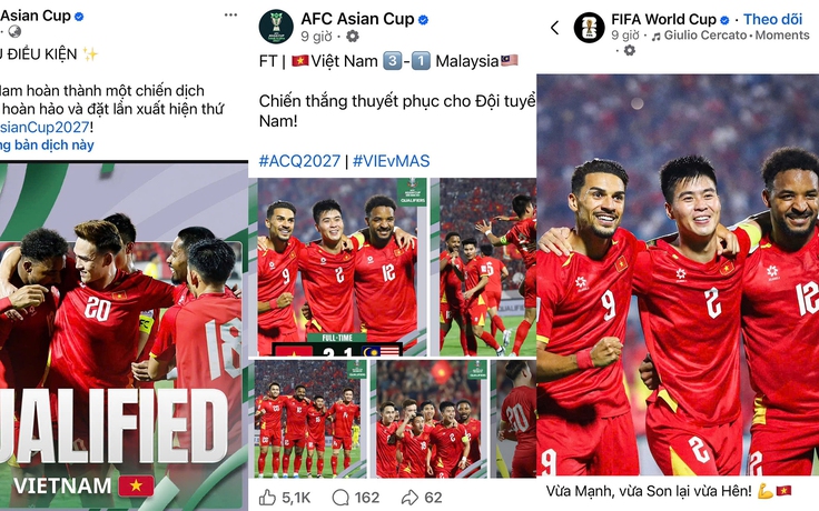 FIFA dí dỏm nhắc tên Hên Son Mạnh, AFC khen ngợi đội tuyển Việt Nam thắng hoàn hảo Malaysia