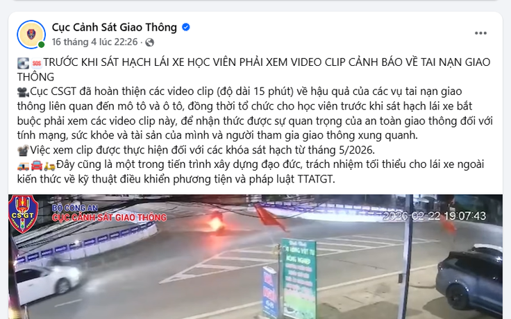 Trước khi thi sát hạch lái xe phải xem clip cảnh báo về tai nạn giao thông