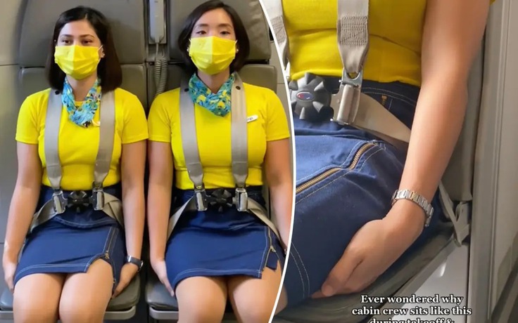 Tại sao tiếp viên hàng không luôn có hành động lạ này khi ngồi xuống ghế?