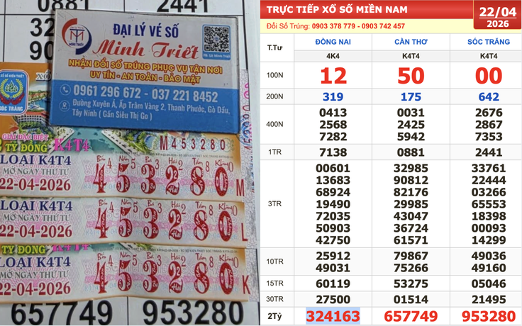 Xổ số miền Nam ngày 22 tháng 4: Bất ngờ vé trúng đài Sóc Trăng