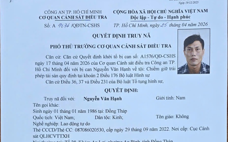 Truy nã nghi phạm chiếm giữ gần 500 triệu đồng do chuyển nhầm tiền