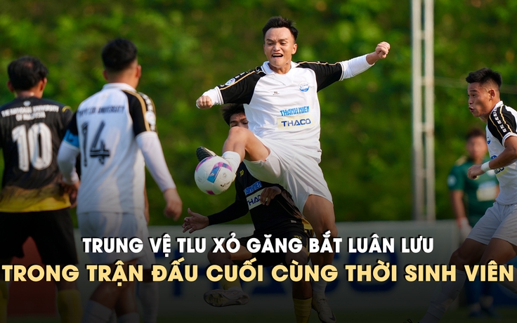 Trung vệ Trường ĐH Thủy lợi xỏ găng bắt luân lưu trong trận đấu cuối cùng thời sinh viên