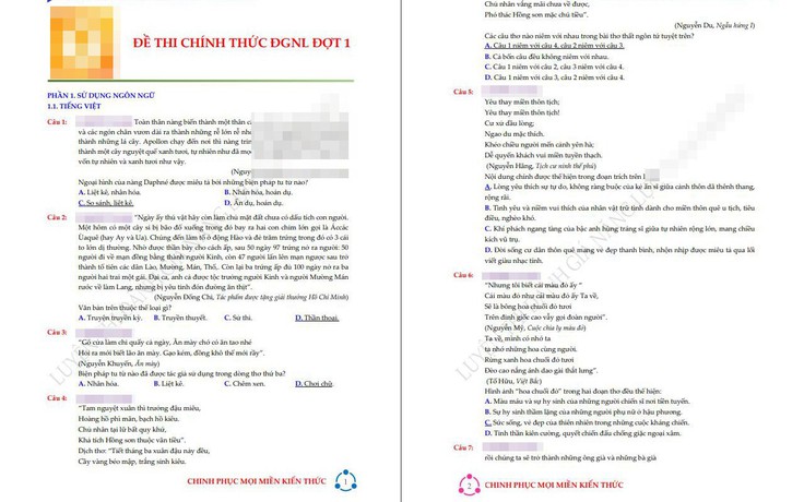 Lan truyền đề thi đánh giá năng lực tự biên 'giống hoàn toàn' đề chính thức