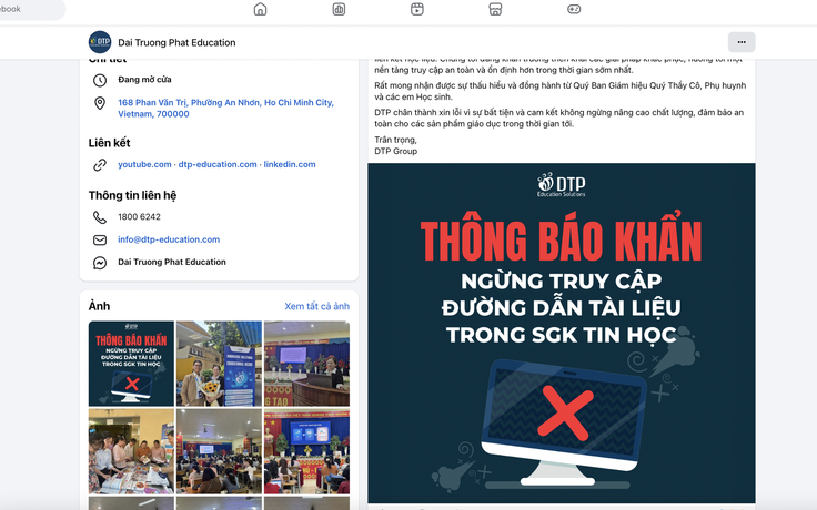 Bấm link trong sách tin học 3, ra video 18+: DTP ra thông báo khẩn