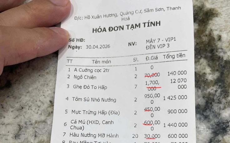 Làm rõ vụ hóa đơn 7 kg ghẹ đỏ giá hơn 12 triệu đồng ở Sầm Sơn