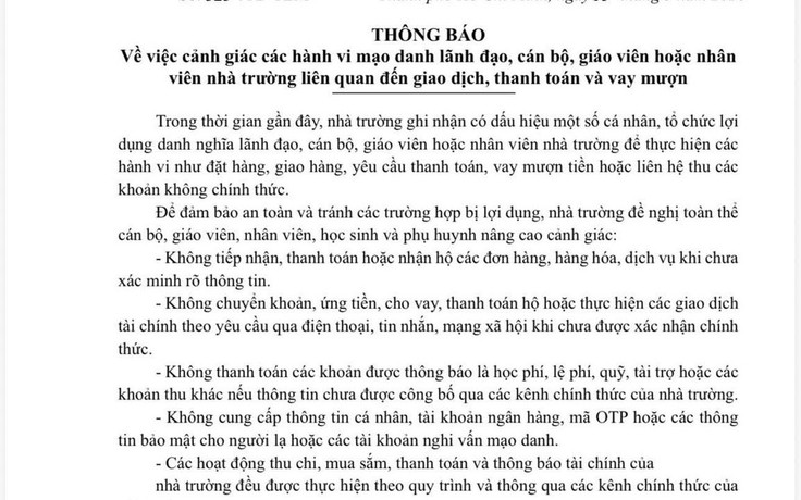 Trường học liên tục cảnh báo hành vi lừa đảo học sinh, phụ huynh