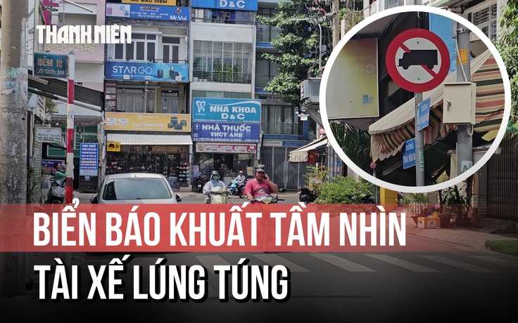 Biển báo khuất tầm nhìn, tài xế lúng túng giữa ngã tư