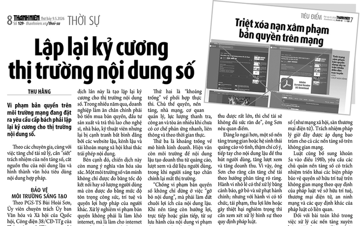 Siết vi phạm bản quyền số: Không để internet thành 'vùng xám' vi phạm