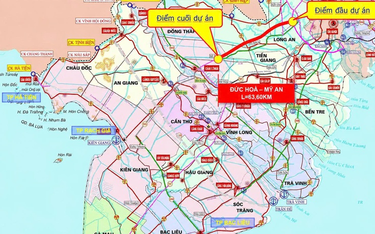 Hai phương án làm 63 km cao tốc từ Tây Ninh đi Đồng Tháp