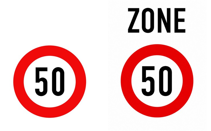 Phân biệt biển báo viền đỏ, chữ đen, nền trắng khác nhau chữ 'ZONE' thế nào?