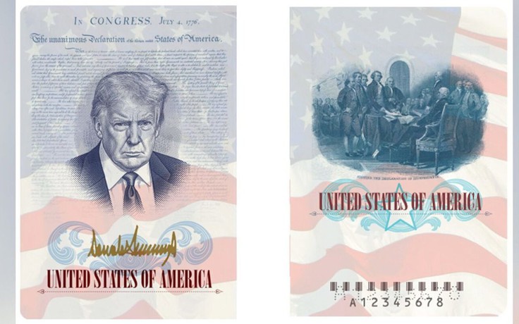 Tổng thống Trump công bố mẫu hộ chiếu đặc biệt in chân dung ông