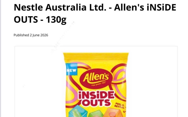 Thu hồi một số lô kẹo Allen's iNSiDE OUTS do có dị vật