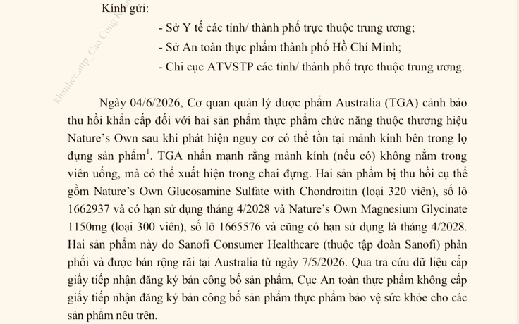 Thu hồi khẩn 2 thực phẩm chức năng thuộc thương hiệu Nature's Own