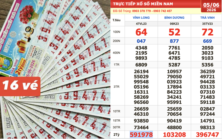 Xổ số miền Nam ngày 5 tháng 6: Người trúng số đài Trà Vinh nhận thưởng sớm