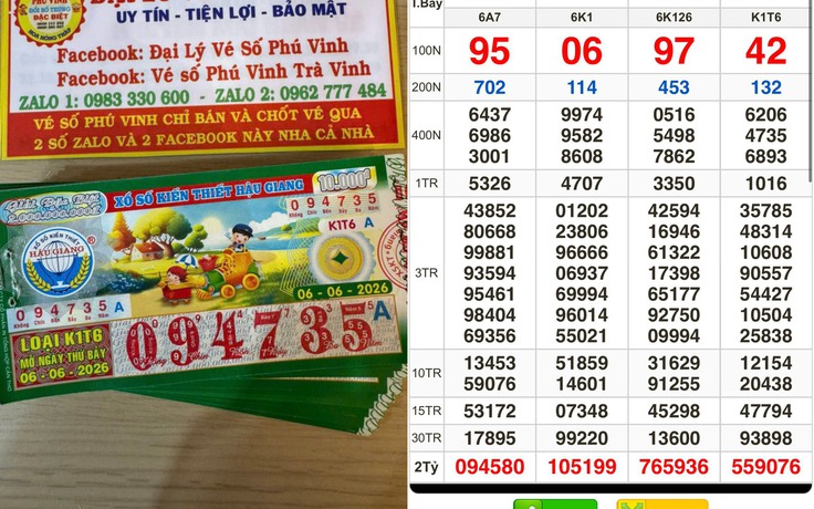 Xổ số miền Nam ngày 6 tháng 6: Khách trúng số đài Hậu Giang nhận chuyển khoản