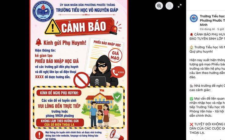 Nên đến trực tiếp trường, phòng VH-XH phường hỏi tuyển sinh đầu cấp, tránh bị lừa đảo