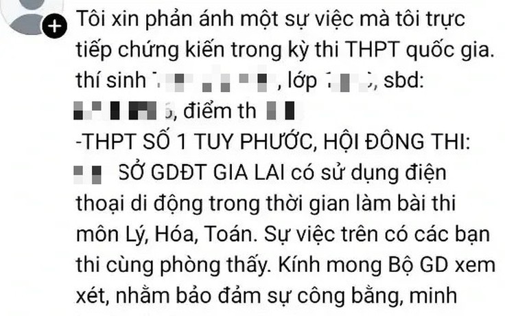Sở GD-ĐT Gia Lai chỉ đạo xác minh bài đăng tố gian lận trong thi tốt nghiệp THPT