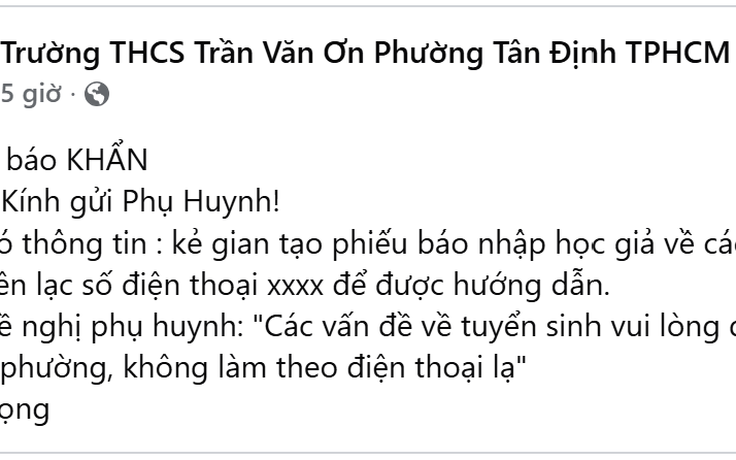 Ngày đầu tuyển sinh đầu cấp, một phường trung tâm của TP.HCM phát cảnh báo lừa đảo