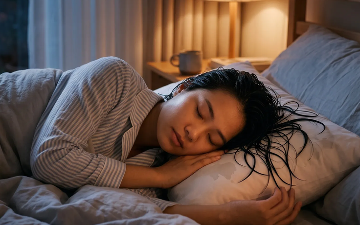 Ngủ khi tóc còn ướt sau tắm đêm: Chuyên gia cảnh báo tác hại