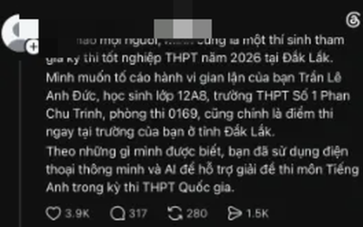 Sở GD-ĐT Đắk Lắk bác tin nam sinh dùng AI gian lận thi cử