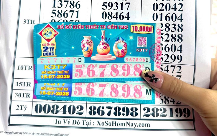 Mua vé có dãy số tiến 56789, trúng xổ số miền Nam đài Cần Thơ