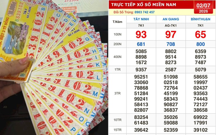 Xổ số miền Nam ngày 2 tháng 7: Cọc vé trúng 2,4 tỉ đài Bình Thuận xuất hiện